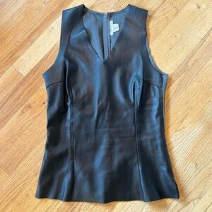 Black Leather Sleeveless Women's Top